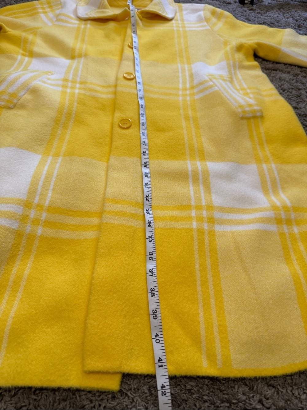 Lesley Evers Natalie Knit Plaid Coat Yellow White XX NWT - Picture 9 of 9
